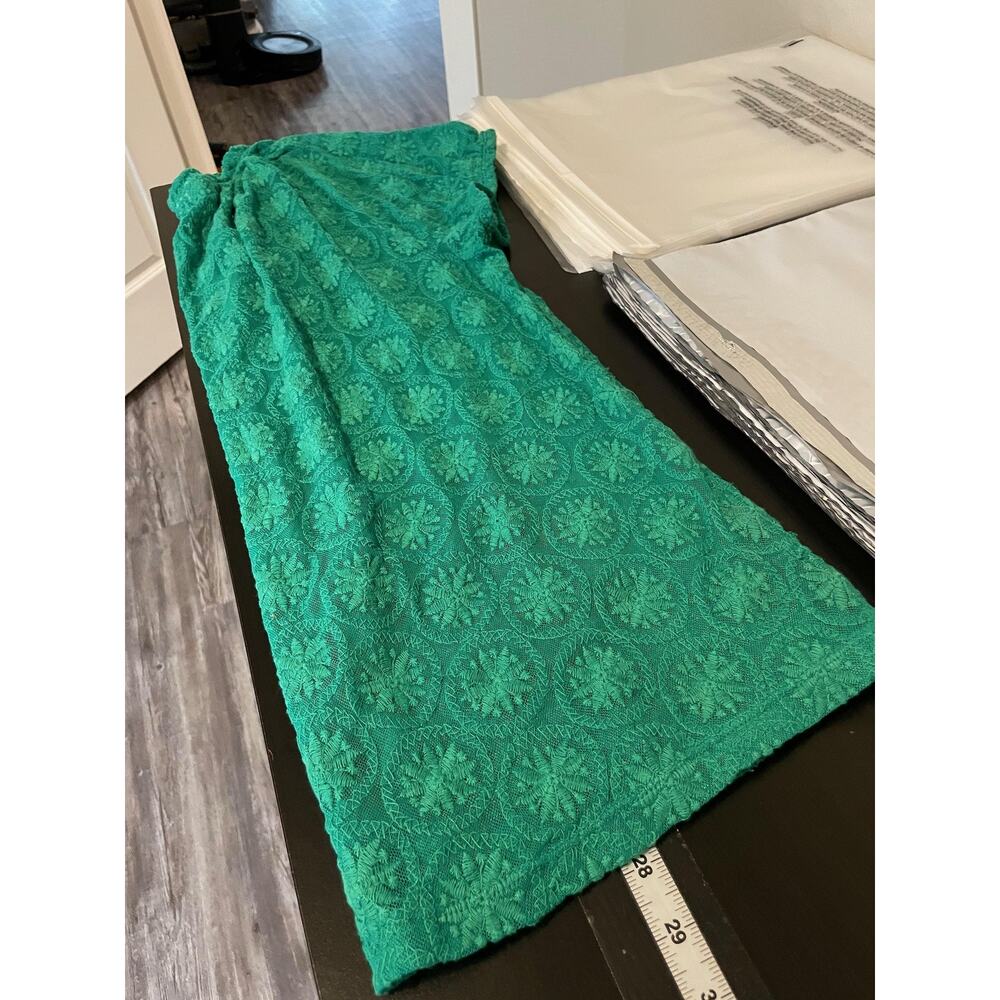 Chicos Top Womens Size 3 US XL Green Sheer Lace Embroidered Tassel Tunic Fairy - Picture 6 of 7